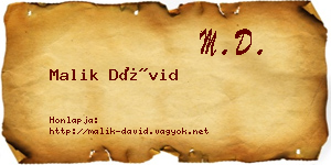 Malik Dávid névjegykártya