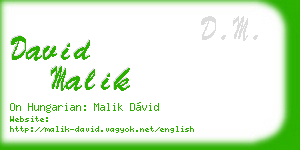 david malik business card